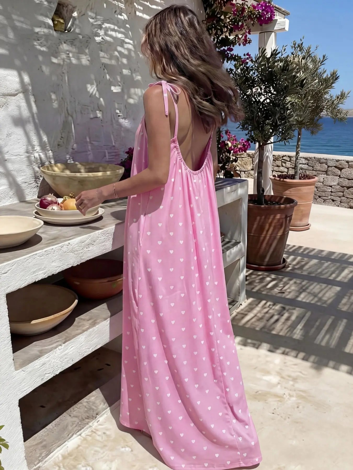 Women's Solid Color Backless Cami Dress