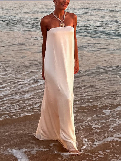 Elegant Satin Evening Gown Maxi Dress