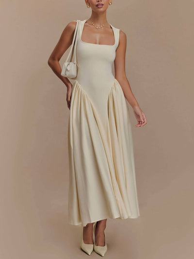 Minimalist Retro Square Neck Dress