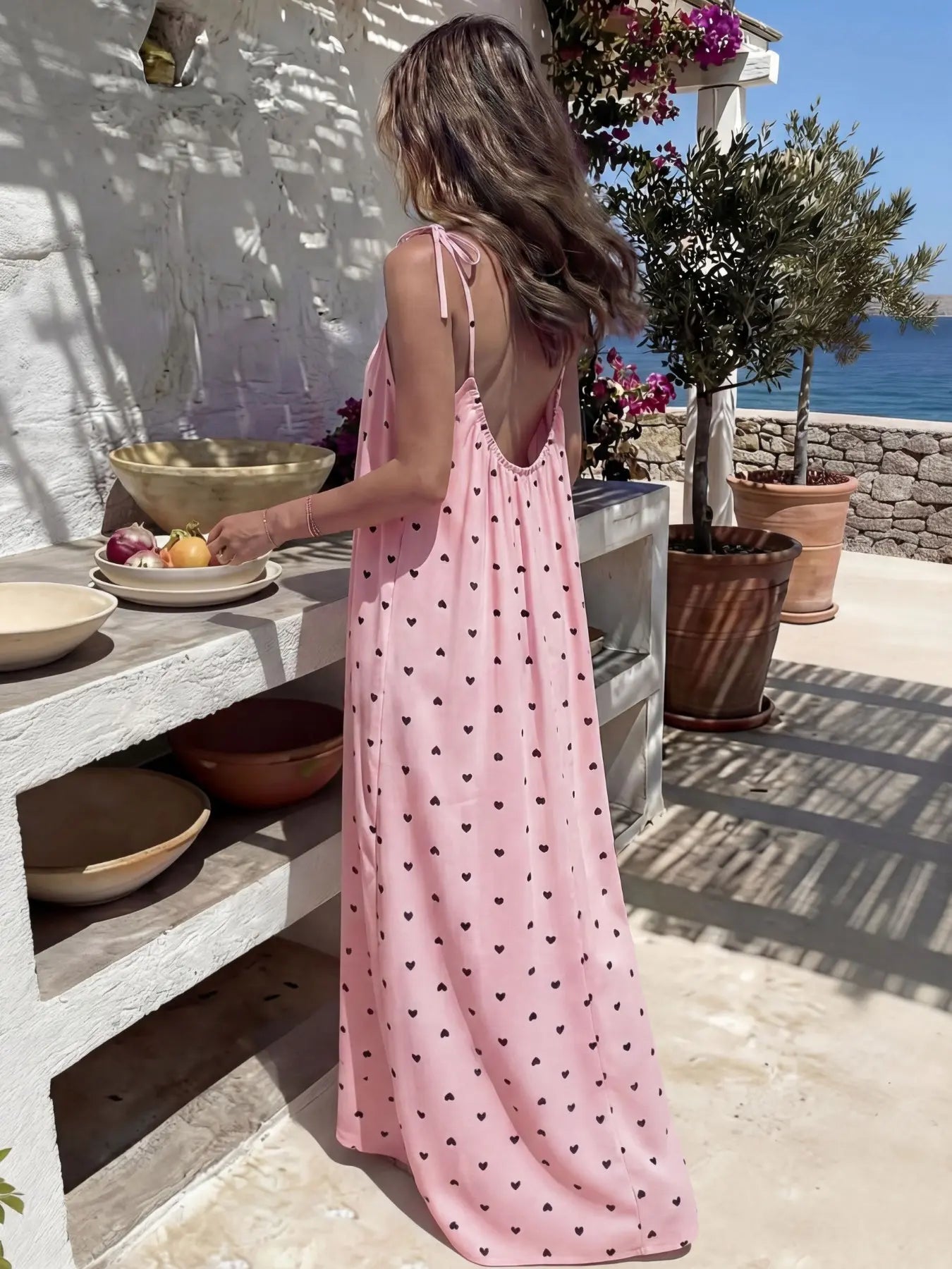 Women's Solid Color Backless Cami Dress